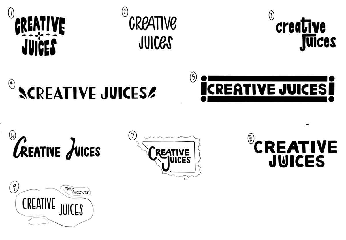 Creative Juices hand-lettering explorations, sheet 2